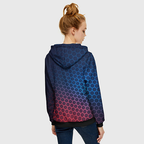 Женская толстовка на молнии Final Fantasy неоновые соты / 3D-Черный – фото 4