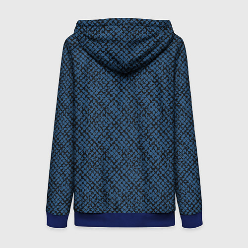 Женская толстовка на молнии Паттерн чёрно-синий мелкая клетка / 3D-Синий – фото 2