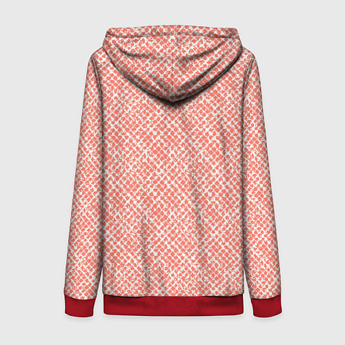 Женская толстовка на молнии Светлый персиковый паттерн клетчатый / 3D-Красный – фото 2