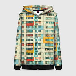 Толстовка на молнии женская Яркая панелька, цвет: 3D-черный