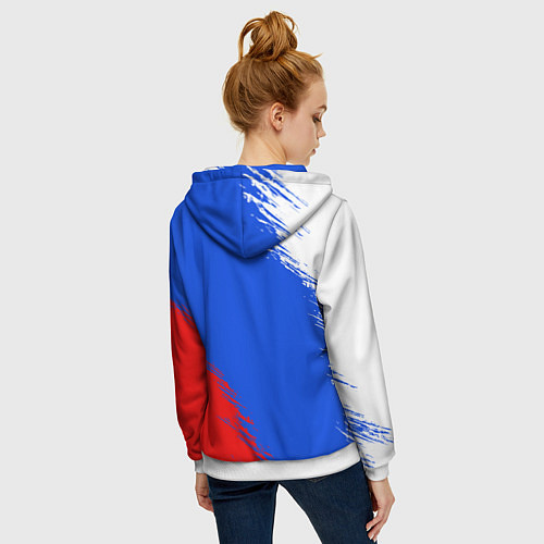Женская толстовка на молнии Триколор и герб России / 3D-Белый – фото 4