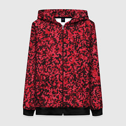 Толстовка на молнии женская Тёмно-красный паттерн пятнистый, цвет: 3D-черный