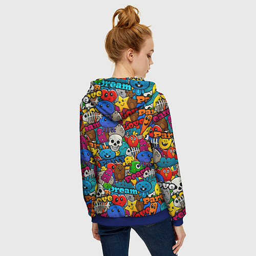 Женская толстовка на молнии Dream love party / 3D-Синий – фото 4