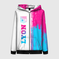 Толстовка на молнии женская Lyon neon gradient style по-вертикали, цвет: 3D-черный