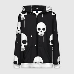 Толстовка на молнии женская Слёзы черепов, цвет: 3D-белый