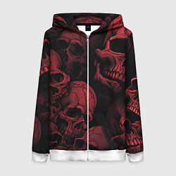 Толстовка на молнии женская Кровавые черепа, цвет: 3D-белый