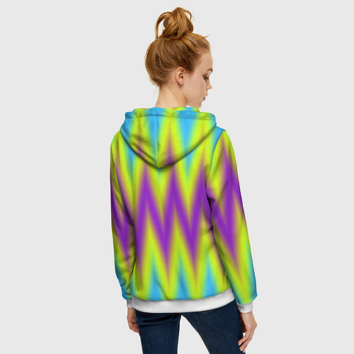 Женская толстовка на молнии Неоновые зигзаги / 3D-Белый – фото 4
