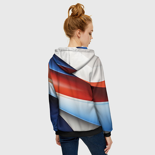 Женская толстовка на молнии Абстрактный минимализм плавные волнистые линии / 3D-Черный – фото 4