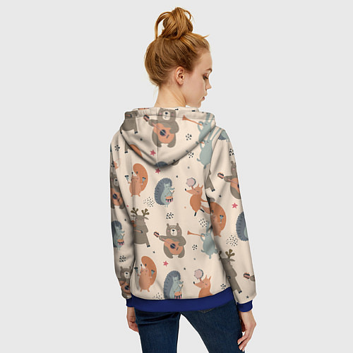 Женская толстовка на молнии Животные с инструментами / 3D-Синий – фото 4