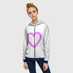 Толстовка на молнии женская Неоновое сиреневое сердце, цвет: 3D-синий — фото 2