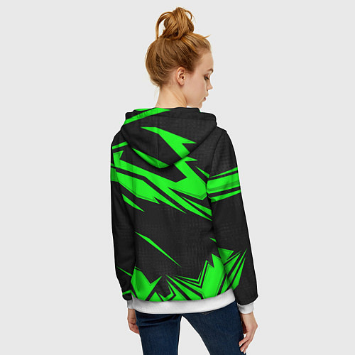 Женская толстовка на молнии Skoda - green uniform / 3D-Белый – фото 4