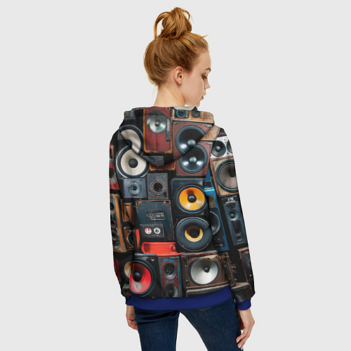 Женская толстовка на молнии Audio speaker / 3D-Синий – фото 4