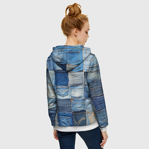 Женская толстовка на молнии Patchwork - New York yankees baseball team / 3D-Белый – фото 4