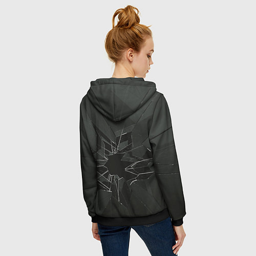Женская толстовка на молнии Черное разбитое стекло / 3D-Черный – фото 4