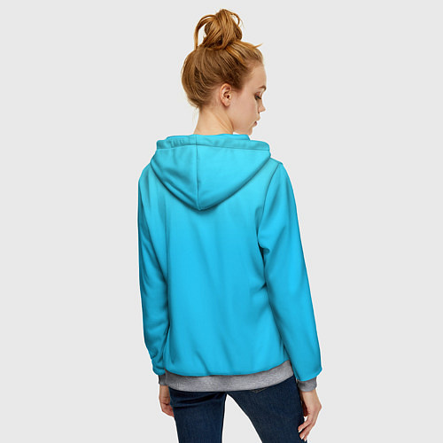 Женская толстовка на молнии Мягкий градиент ярко-голубой / 3D-Меланж – фото 4