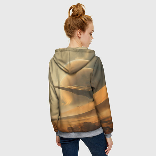 Женская толстовка на молнии Пустыня и космический корабль - Дюна / 3D-Меланж – фото 4