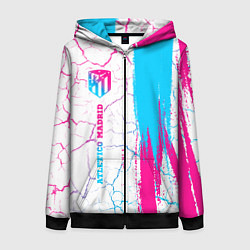 Толстовка на молнии женская Atletico Madrid neon gradient style по-вертикали, цвет: 3D-черный