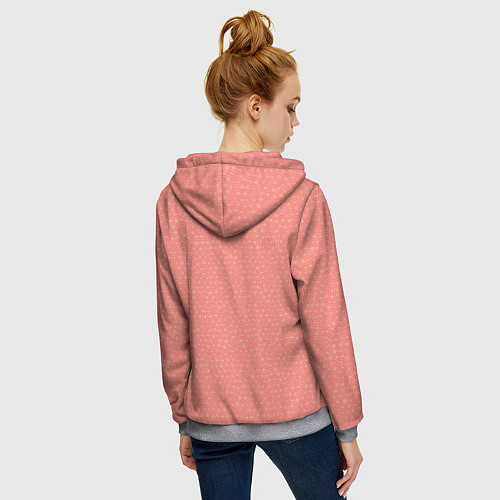Женская толстовка на молнии Паттерн мозаика тёмно-персиковый / 3D-Меланж – фото 4