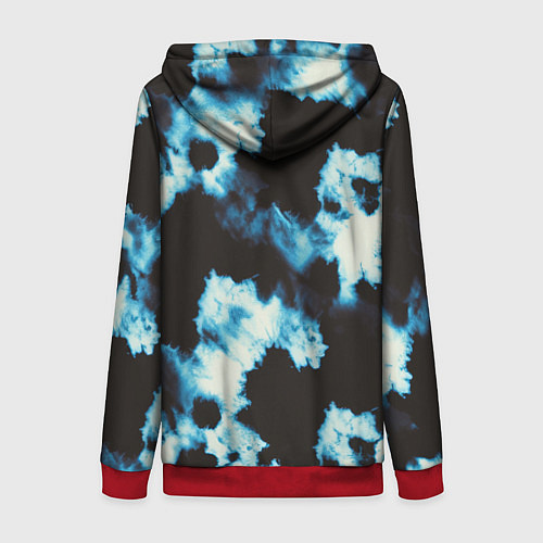 Женская толстовка на молнии Чёрно синий тай дай / 3D-Красный – фото 2