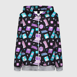 Женская толстовка на молнии Game over 1980 1990