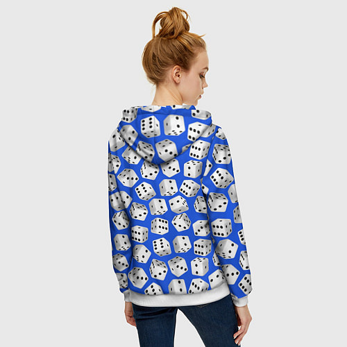 Женская толстовка на молнии Игральные кубики узор / 3D-Белый – фото 4