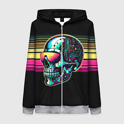 Толстовка на молнии женская Cyber skull - ai art fantasy, цвет: 3D-меланж