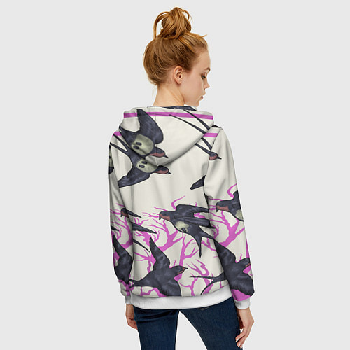 Женская толстовка на молнии Migratory birds / 3D-Белый – фото 4