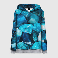 Толстовка на молнии женская Аквамарин камни минералы крупный план, цвет: 3D-меланж