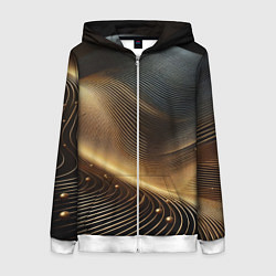 Толстовка на молнии женская Золотые линии с шариками, цвет: 3D-белый