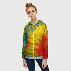 Толстовка на молнии женская Абстракция цветение акрил, цвет: 3D-меланж — фото 2