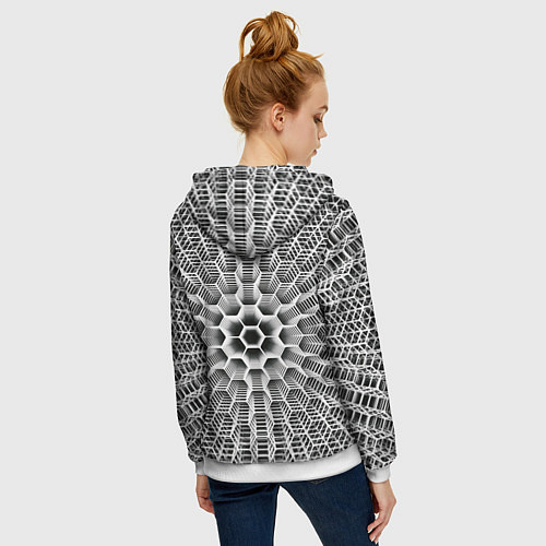 Женская толстовка на молнии Бесконечный гексагональный каркас / 3D-Белый – фото 4