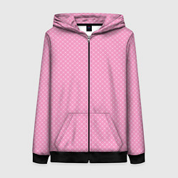 Толстовка на молнии женская Розовый паттерн сеточка, цвет: 3D-черный