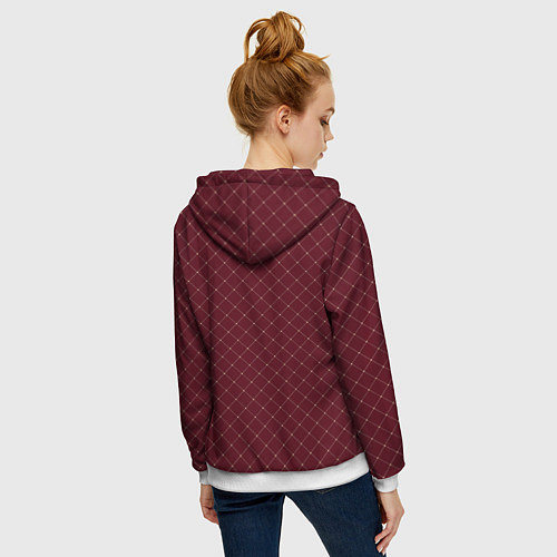 Женская толстовка на молнии Тёмный красный паттерн сетка / 3D-Белый – фото 4
