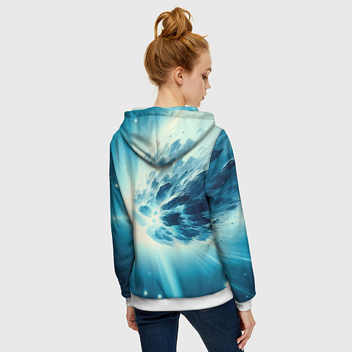 Женская толстовка на молнии Неоновая комета - нейросеть / 3D-Белый – фото 4