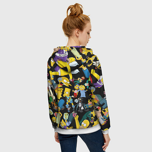 Женская толстовка на молнии Персонажи Симпсонов / 3D-Белый – фото 4