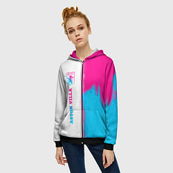 Толстовка на молнии женская Aston Villa neon gradient style по-вертикали, цвет: 3D-черный — фото 2