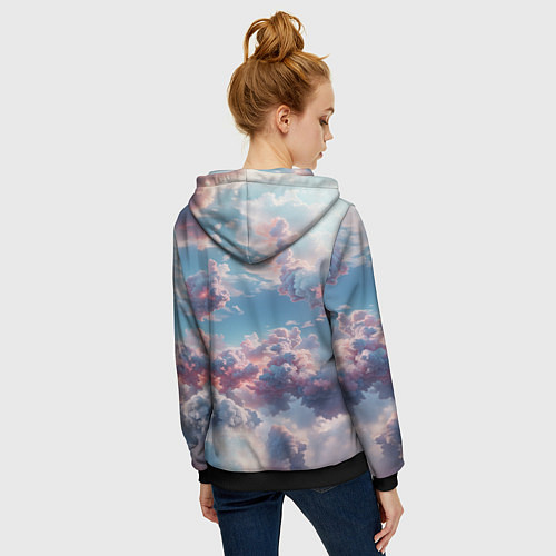 Женская толстовка на молнии Сказочные облака патерн / 3D-Черный – фото 4
