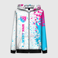 Толстовка на молнии женская West Ham neon gradient style по-вертикали, цвет: 3D-черный