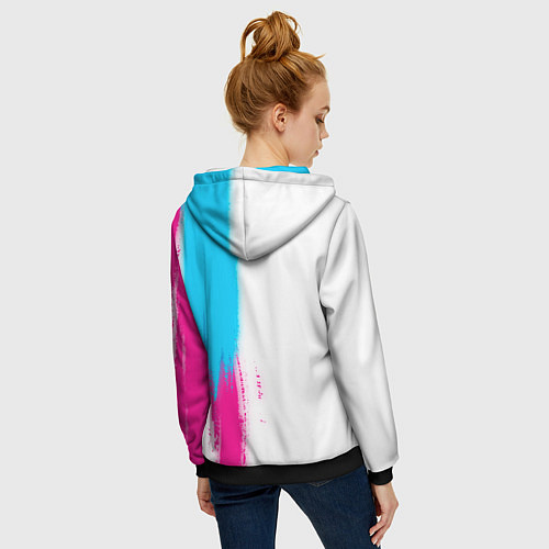 Женская толстовка на молнии Manchester City neon gradient style по-вертикали / 3D-Черный – фото 4