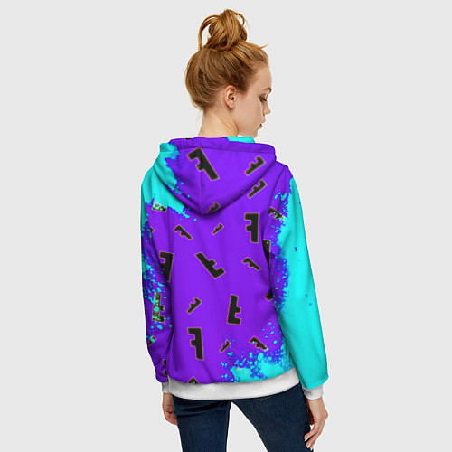 Женская толстовка на молнии Fortnite neon steel colors epic / 3D-Белый – фото 4