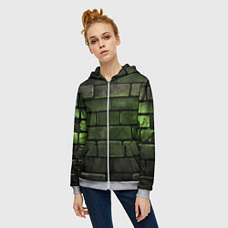 Толстовка на молнии женская Зеленые неоновые кирпичи, цвет: 3D-меланж — фото 2