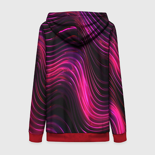 Женская толстовка на молнии Неоновая яркая геометрическая абстракция со светом / 3D-Красный – фото 2