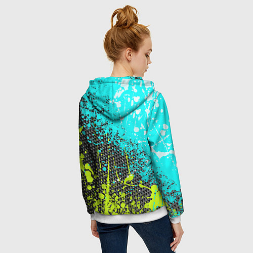 Женская толстовка на молнии Брызги красок с геометрией / 3D-Белый – фото 4