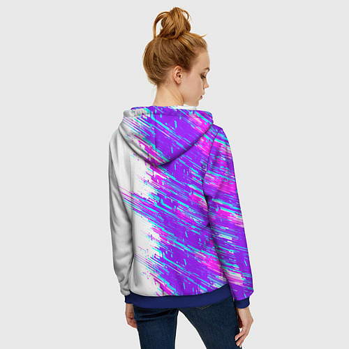 Женская толстовка на молнии Neon glitch / 3D-Синий – фото 4