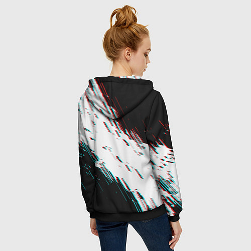 Женская толстовка на молнии Glitch effect / 3D-Черный – фото 4