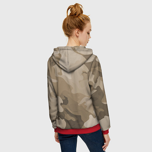 Женская толстовка на молнии Камуфляж сепия / 3D-Красный – фото 4