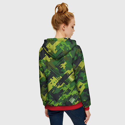 Женская толстовка на молнии Camouflage - pattern ai art / 3D-Красный – фото 4