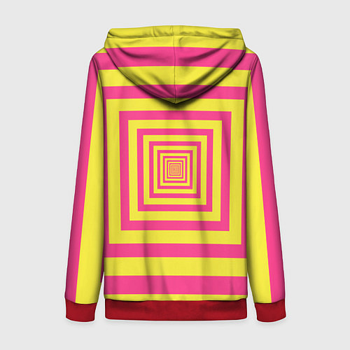 Женская толстовка на молнии Желтые квадраты трансформация / 3D-Красный – фото 2