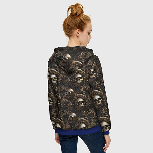 Женская толстовка на молнии Черепа и узоры лакшери / 3D-Синий – фото 4