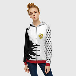 Толстовка на молнии женская Россия герб звёзды в красках, цвет: 3D-красный — фото 2